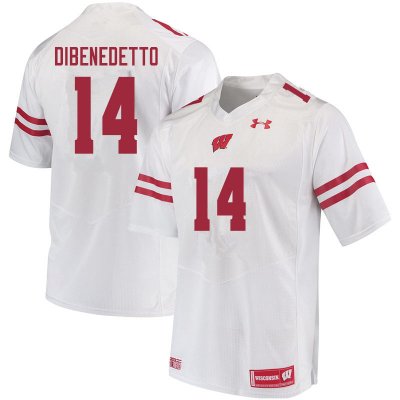 Men's Wisconsin Badgers NCAA #14 Jordan DiBenedetto White Authentic Under Armour Stitched College Football Jersey IO31O41DC
